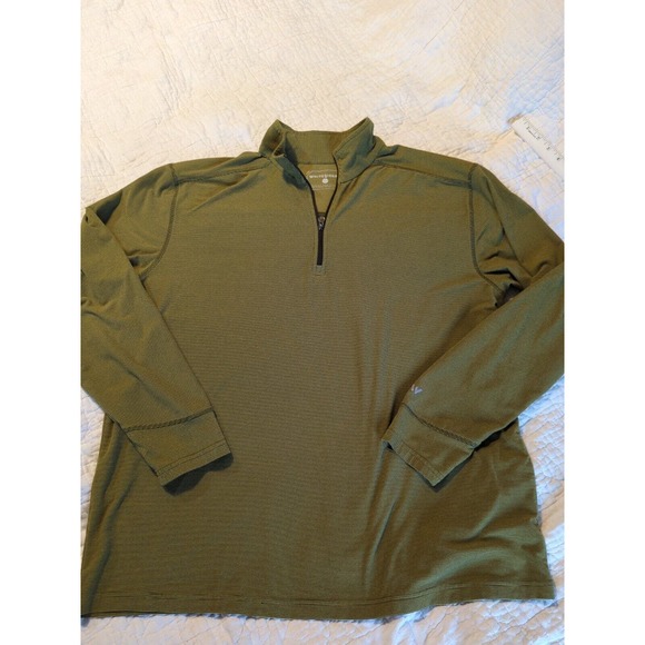 White Sierra Men's 1/4 Zip XL Long Sleeve Pullover Striped Green Stretchy Soft - Picture 1 of 12